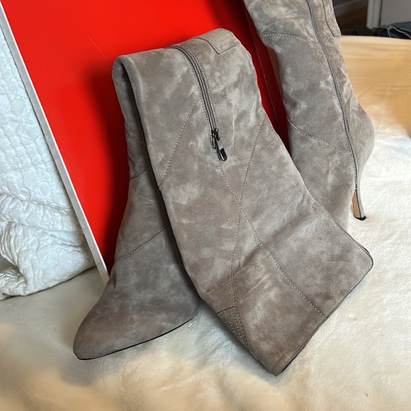 Via Spiga Tall Suede Heeled Boots - Picture 6 of 11